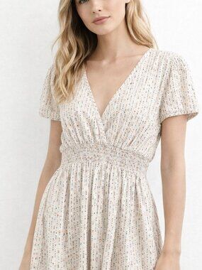 Y2K Babydoll Polka dot Watercolor Rainbow Blouse Cap Sleeve Top